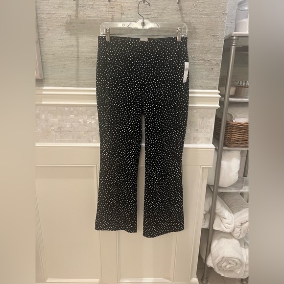 NWT new small Anthropologie Maeve Margot flare cropped pants black white hearts - Picture 3 of 17